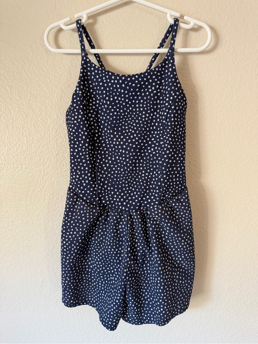 all in motion Navy and White Polka Dot Girls Romper